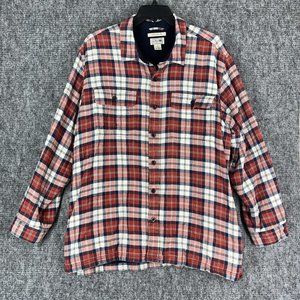 LL Bean Flannel Shacket Mens  XXL Shirt Jacket Plaid Fleece Lined Traditional
